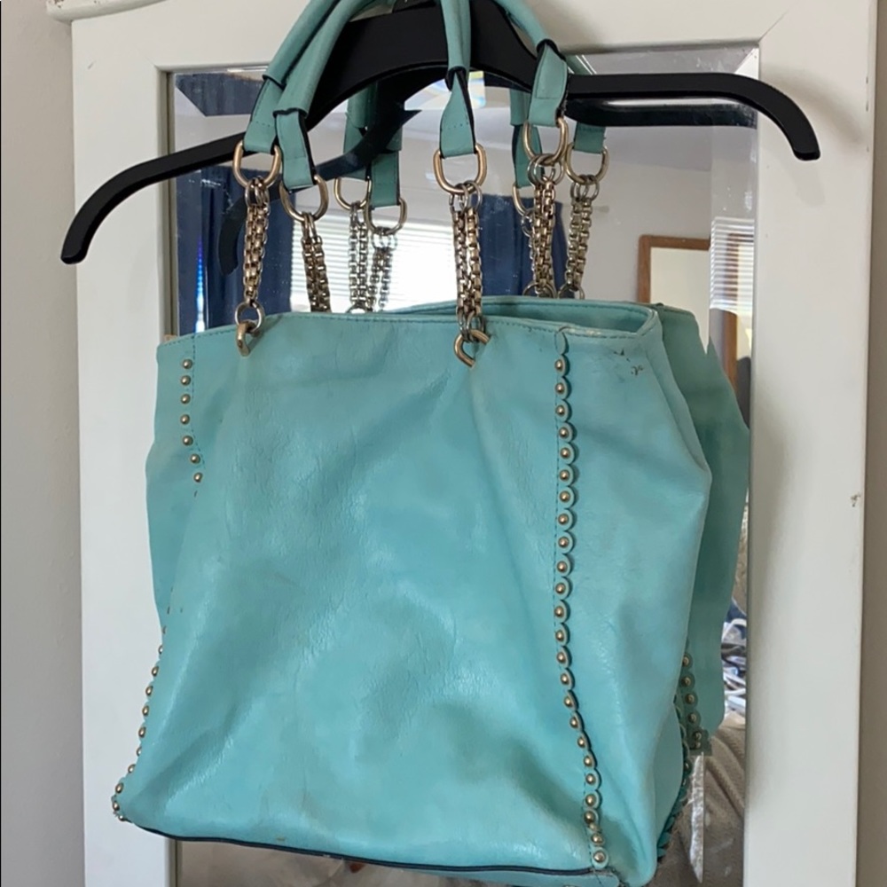 Teal large purse.